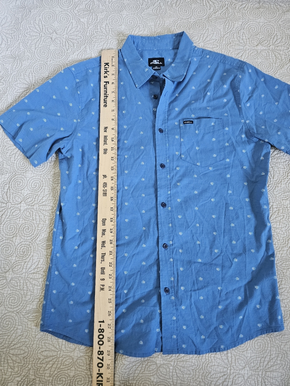 O'Neill Men's Short Sleeve Button-Up, Blue, Size Medium